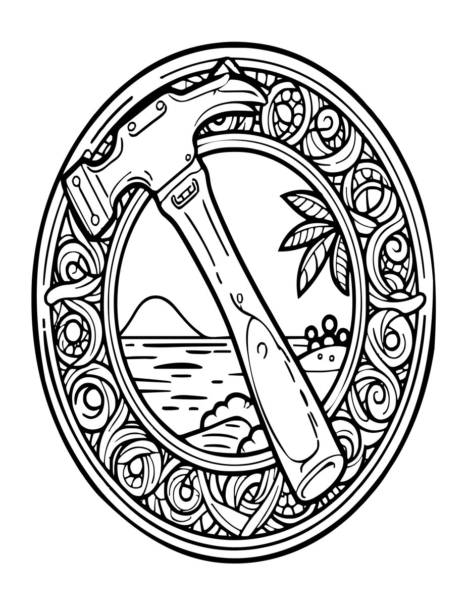 Hammerhead and Island - free printable coloring page