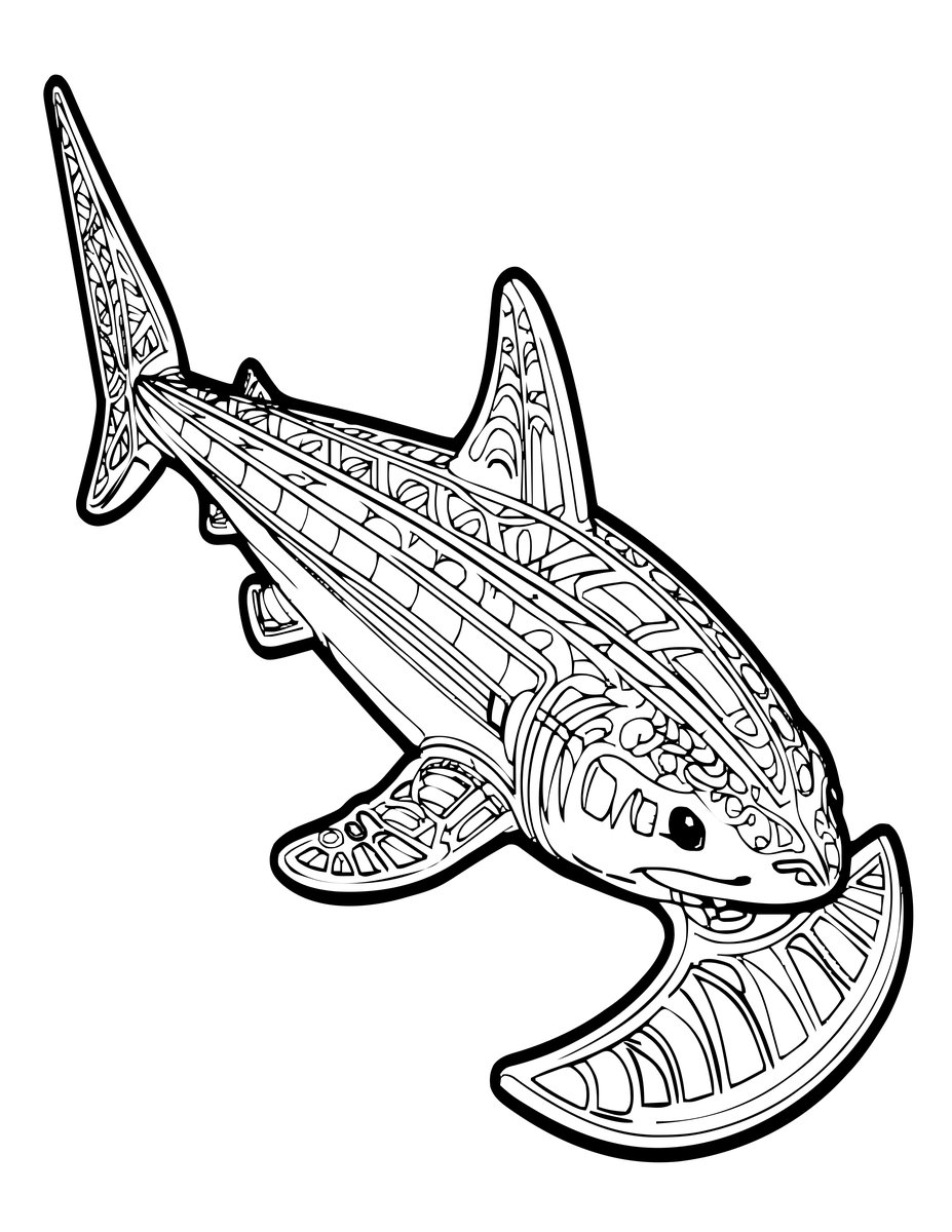 Bonnethead Shark - free printable coloring page