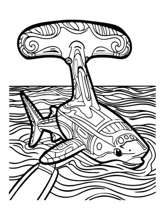 Hammerhead at Surface - Free printable coloring page
