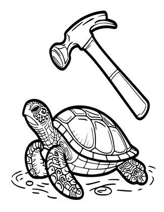 Hammerhead and Turtle - Free printable coloring page