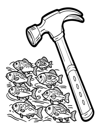 Hammerhead and Fish - Free printable coloring page