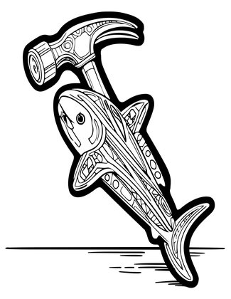 Hammerhead Silhouette - Free printable coloring page