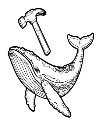 Hammerhead and Whale - Free printable coloring page