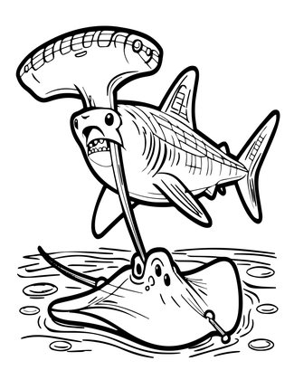 Hammerhead Hunt - Free printable coloring page