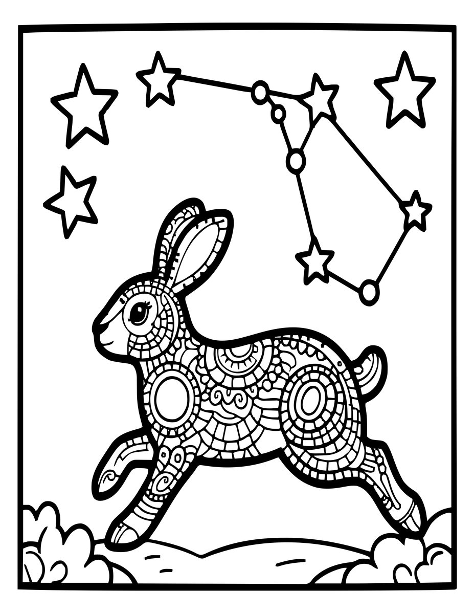 Hare Constellation - free printable coloring page