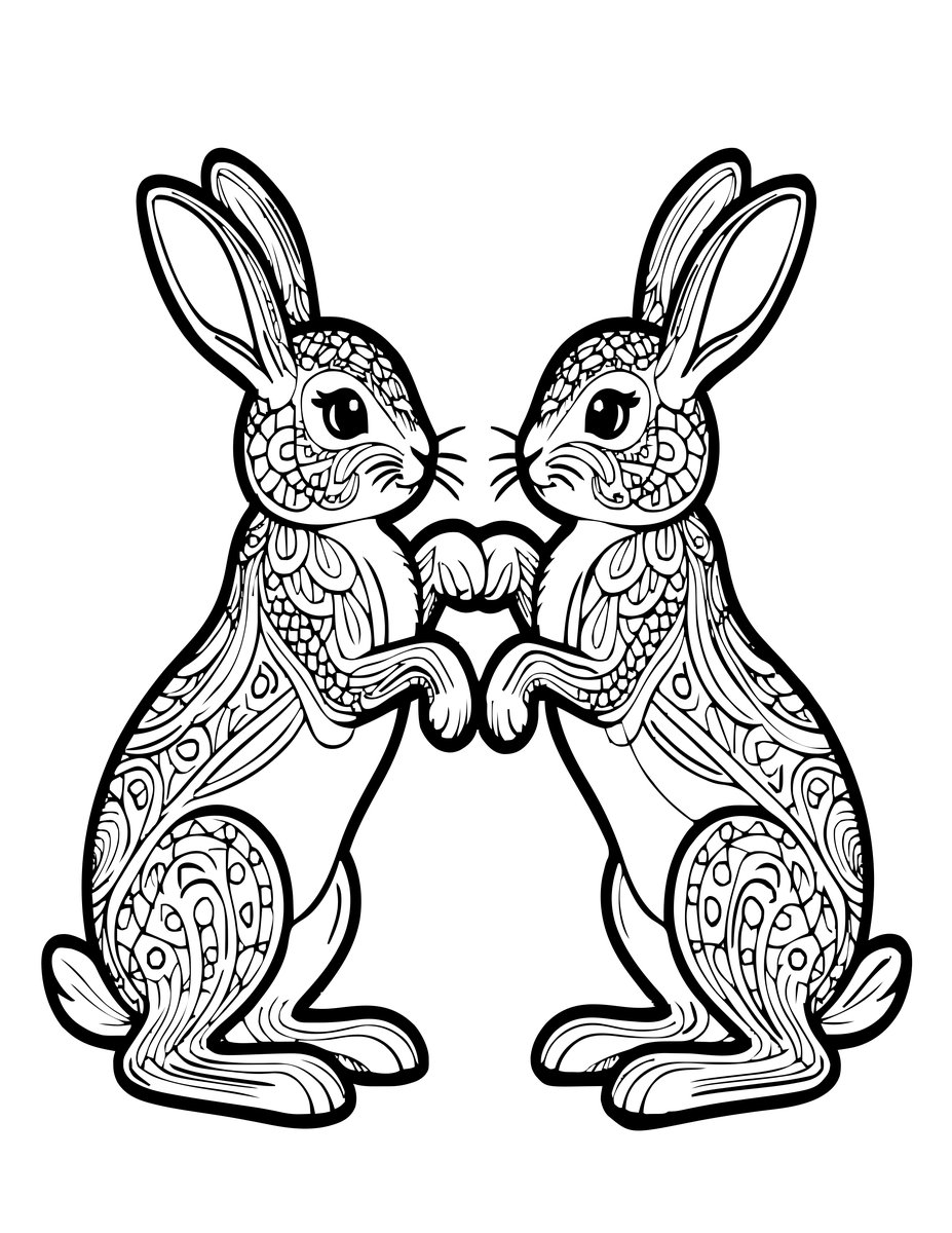 Hare Boxing - free printable coloring page