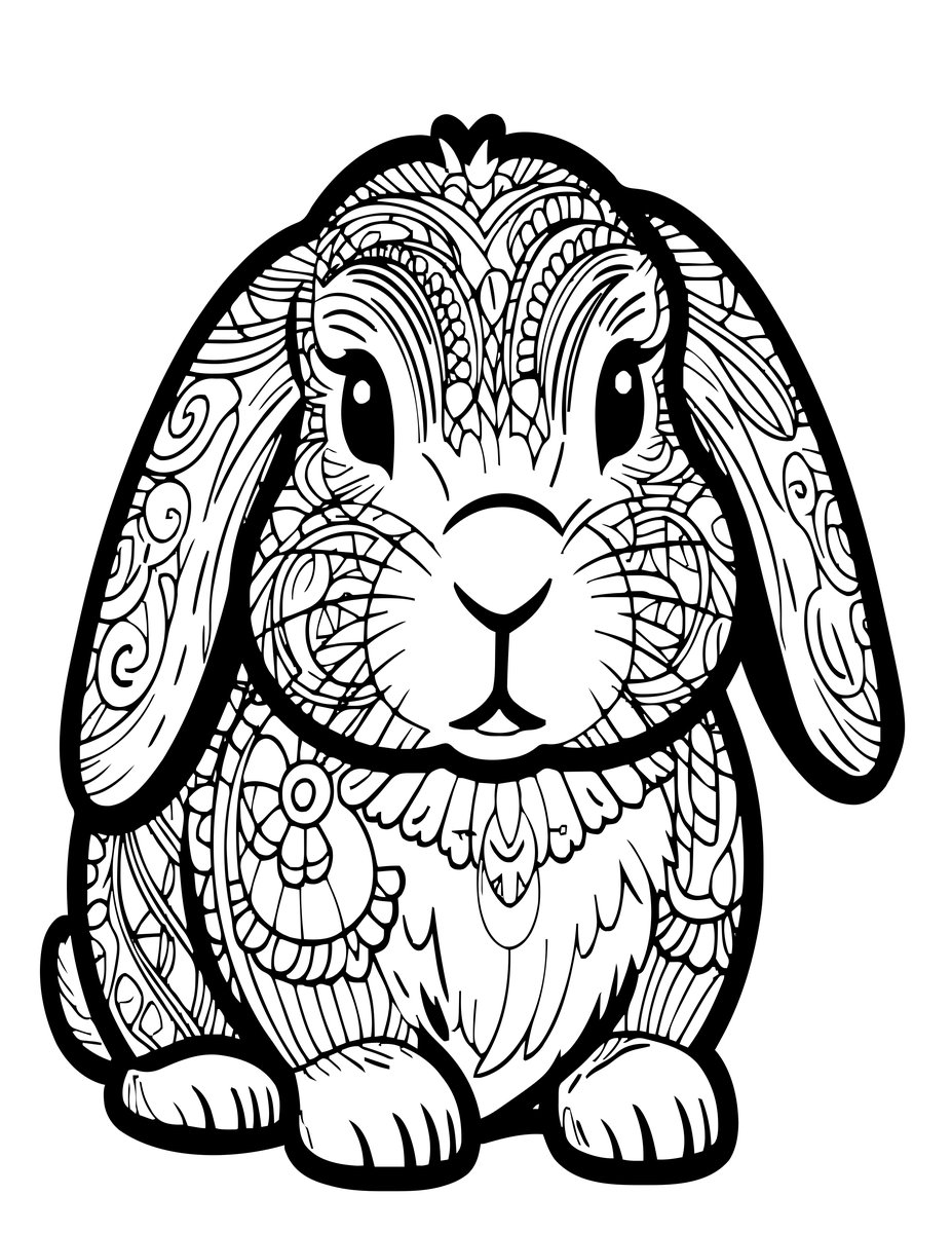 Rabbit Portrait - free printable coloring page