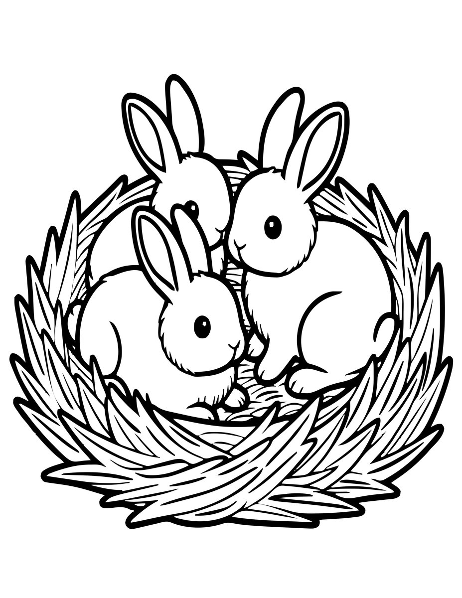 Baby Bunnies - free printable coloring page