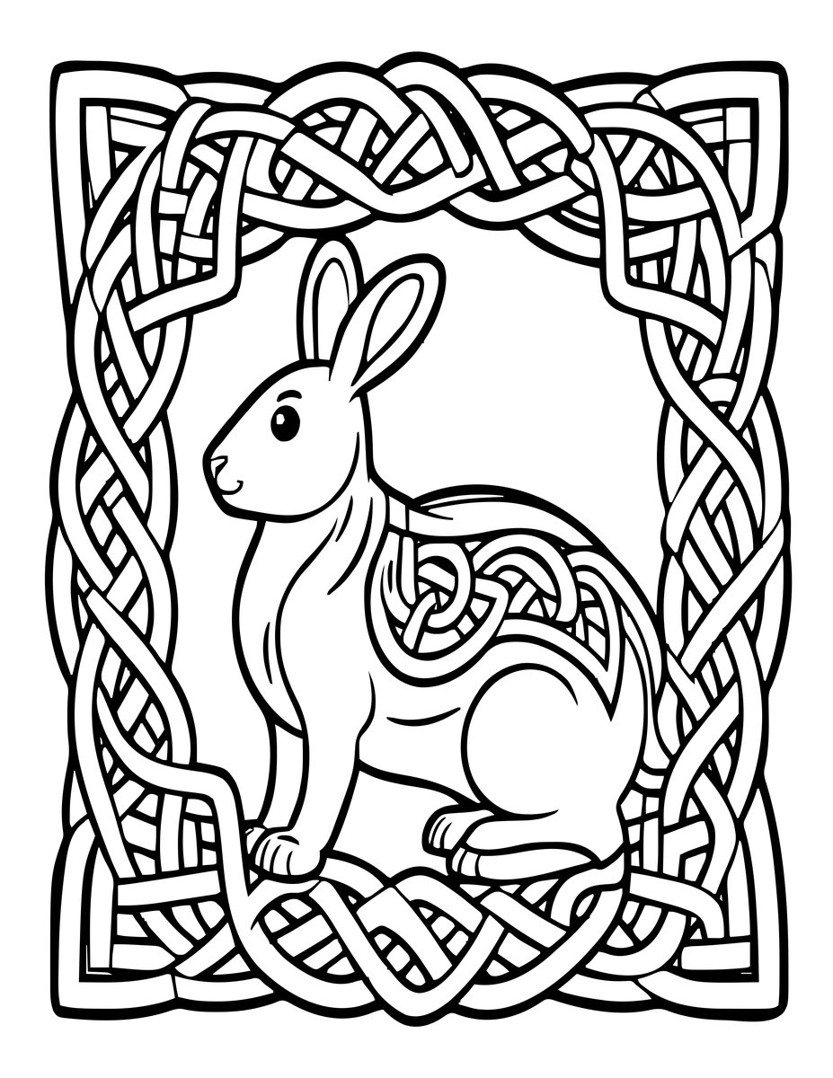 Celtic Hare - free printable coloring page