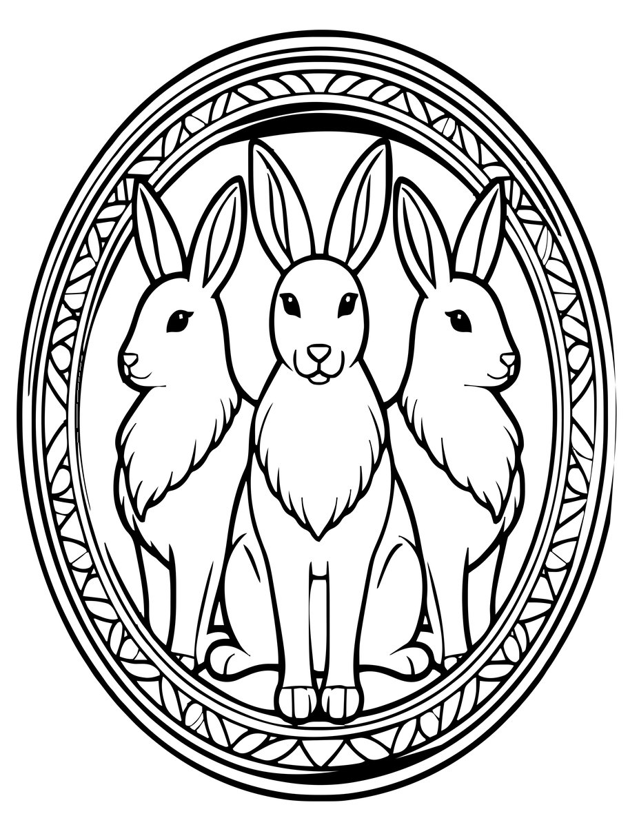 Three Hares Symbol - free printable coloring page