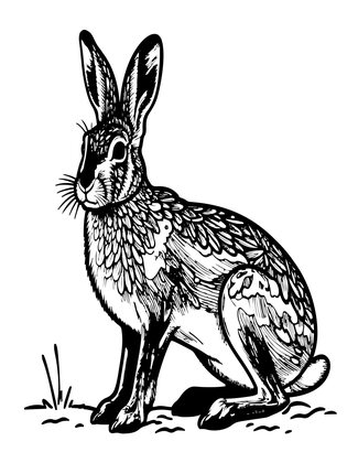 Hare in Snow - Free printable coloring page