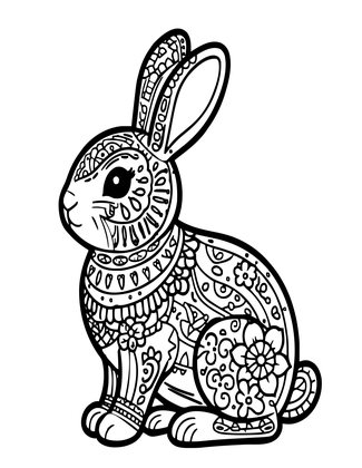 Decorative Rabbit - Free printable coloring page