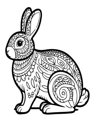 Rabbit Profile - Free printable coloring page