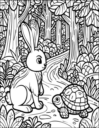 Hare and Tortoise - Free printable coloring page