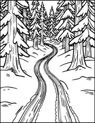 Snowy Hare Tracks - Free printable coloring page