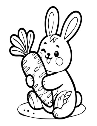 Rabbit and Carrot - Free printable coloring page