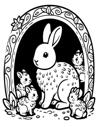 Rabbit Family - Free printable coloring page