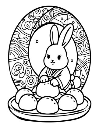 Moon Rabbit - Free printable coloring page
