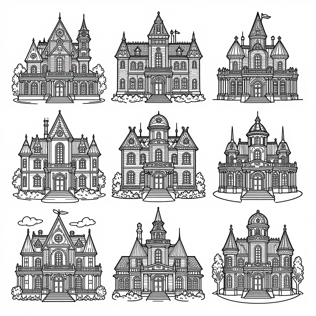 Haunted Mansions coloring pages collection - 30 free printable pages
