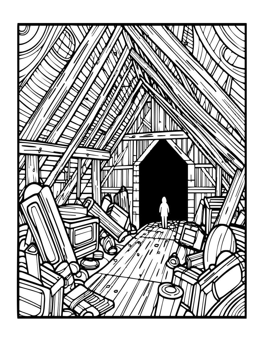 Mansion Attic - free printable coloring page