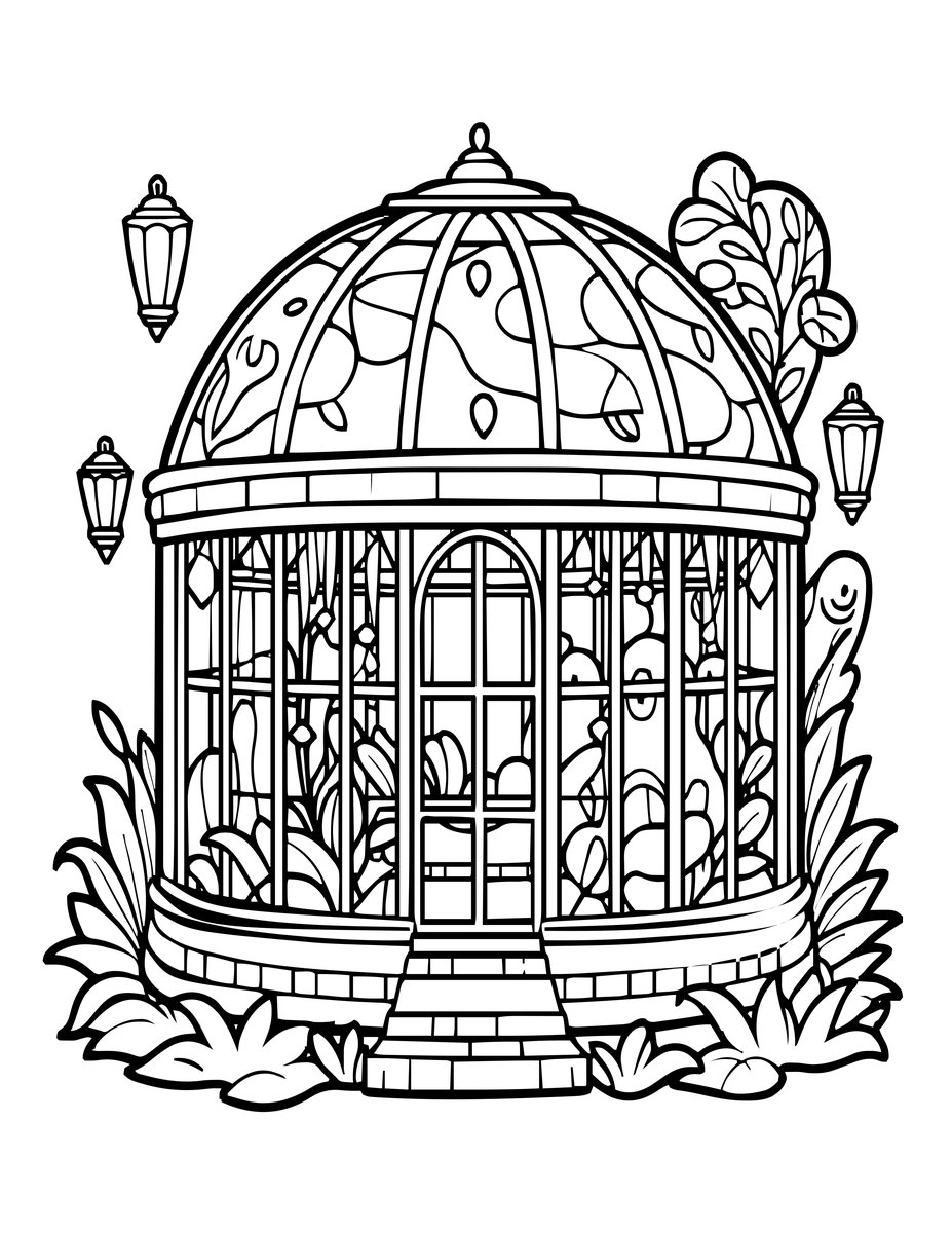 Haunted Conservatory - free printable coloring page