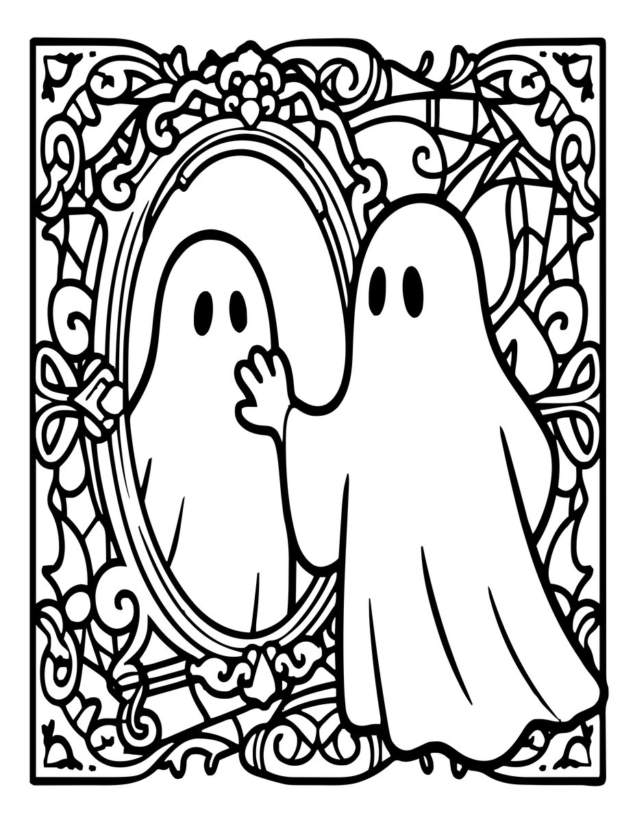 Haunted Mirror - free printable coloring page