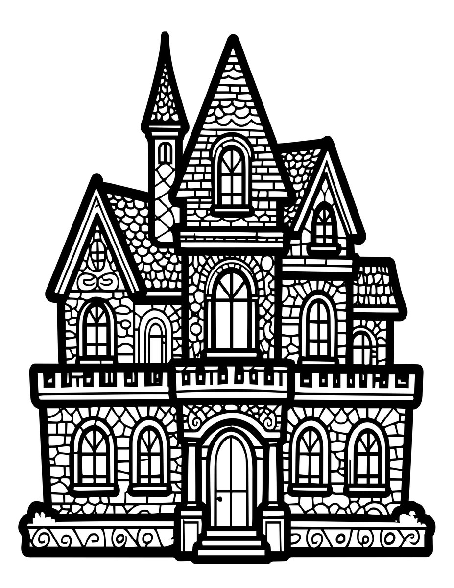 Mansion at Night - free printable coloring page
