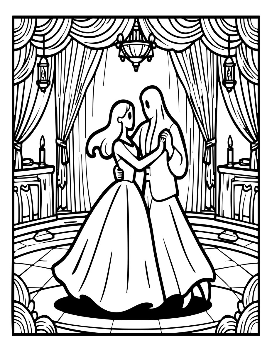 Mansion Ballroom - free printable coloring page