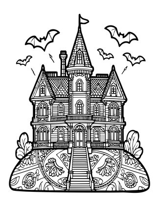 Classic Haunted House - Free printable coloring page