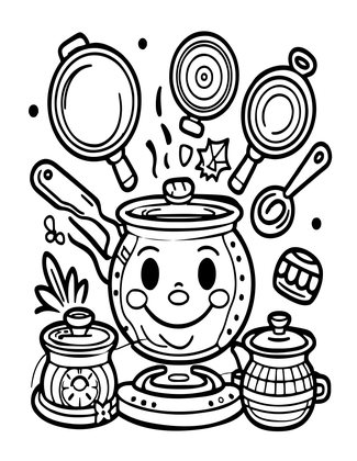 Haunted Kitchen - Free printable coloring page