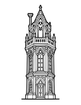 Haunted Tower - Free printable coloring page
