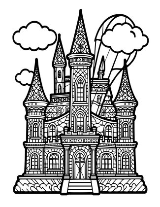 Mansion Dawn - Free printable coloring page