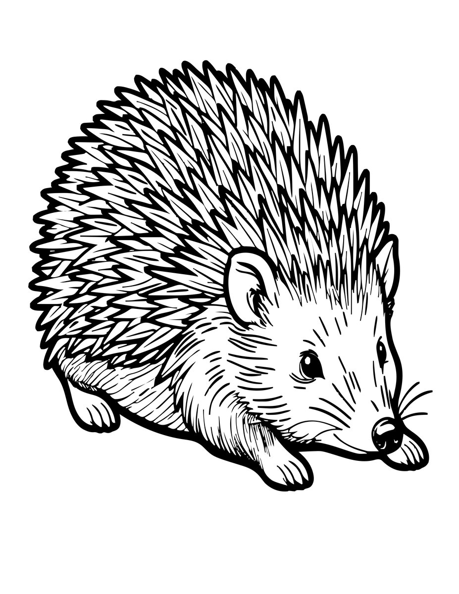 Hedgehog Stretching - free printable coloring page