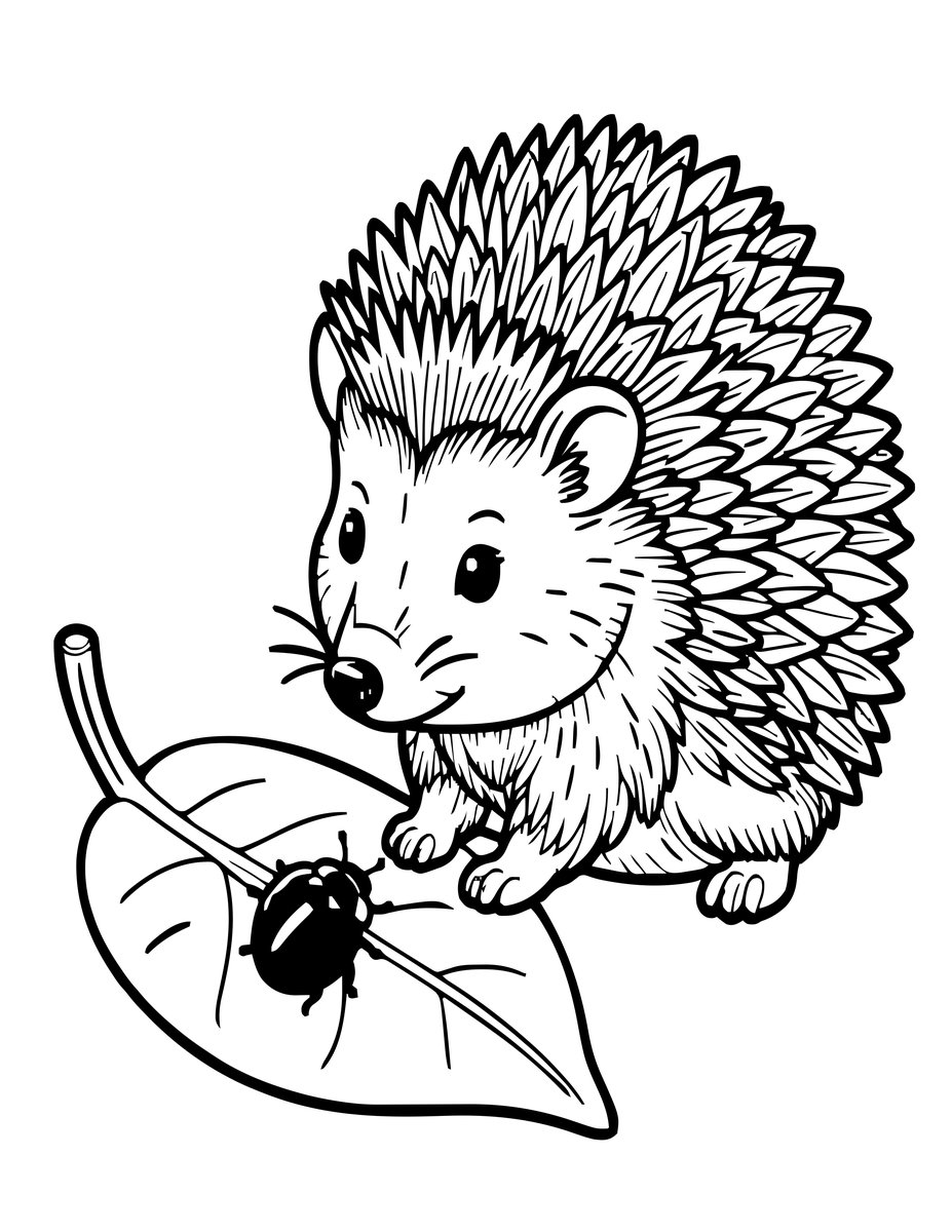 Hedgehog and Ladybug - free printable coloring page