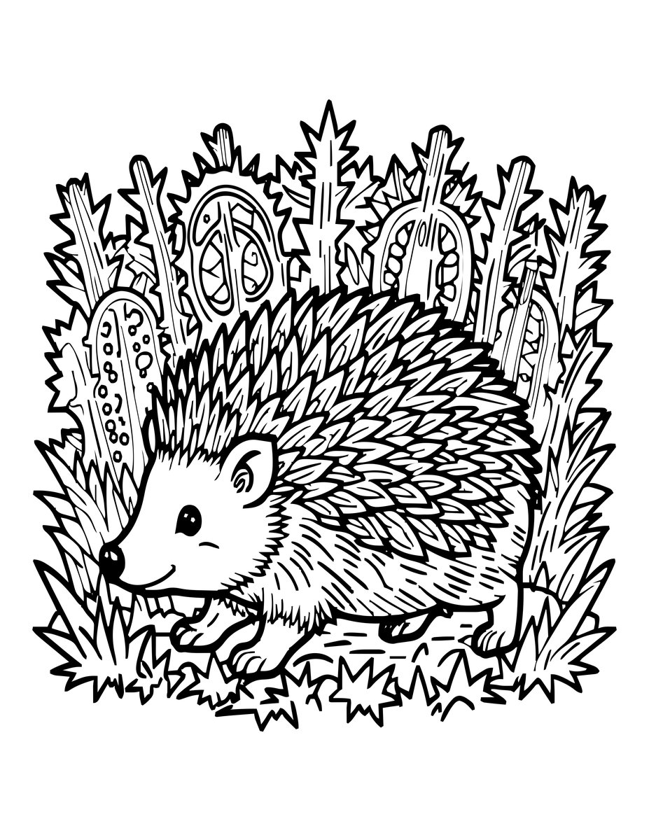 Hedgehog and Hedgerow - free printable coloring page