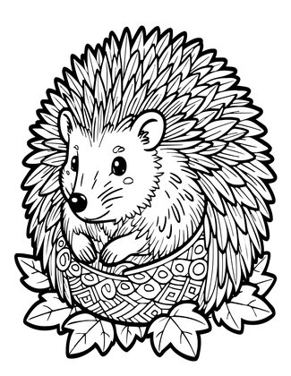 Curled Hedgehog - Free printable coloring page