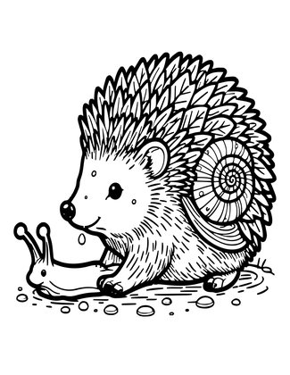 Hedgehog and Snail - Free printable coloring page