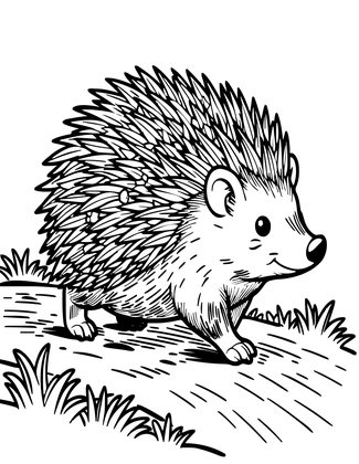 Hedgehog Running - Free printable coloring page