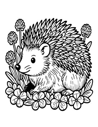 Hedgehog in Flowers - Free printable coloring page