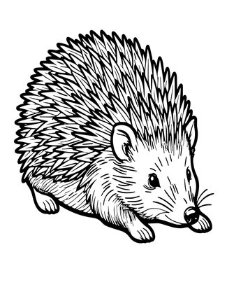 Hedgehog Stretching - Free printable coloring page