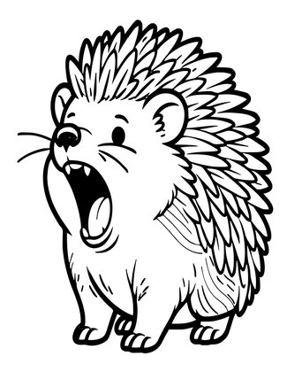 Hedgehog Yawning - Free printable coloring page