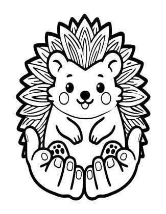 Hedgehog in Hands - Free printable coloring page