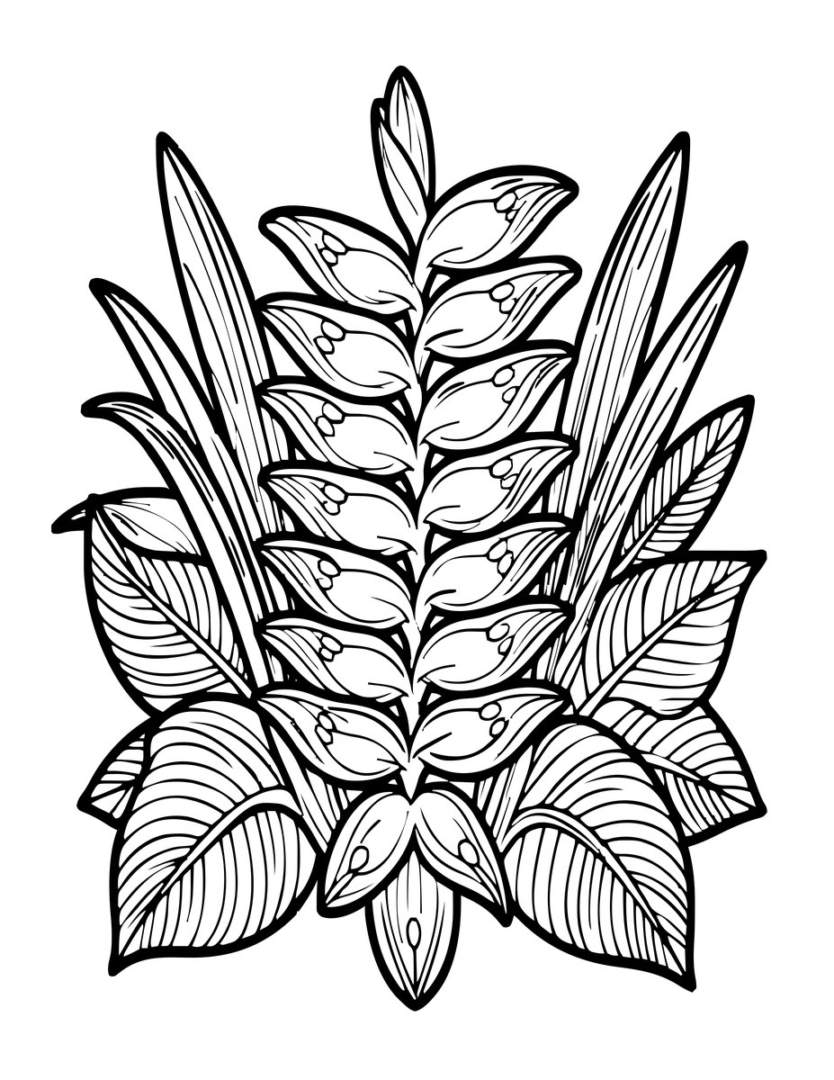 Tropical Arrangement - free printable coloring page