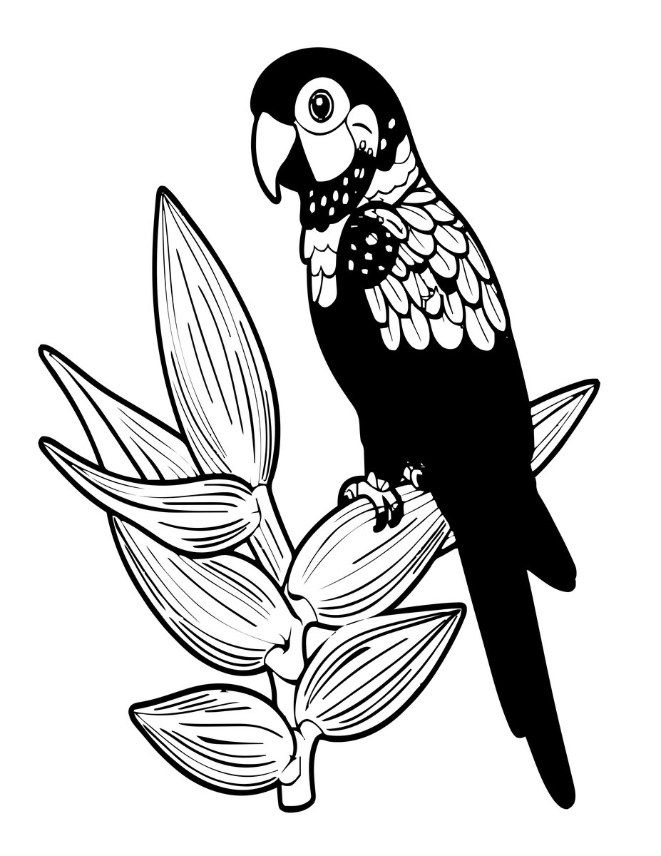 Parrot Perch - free printable coloring page