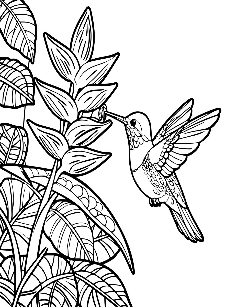 Hummingbird Feed - free printable coloring page