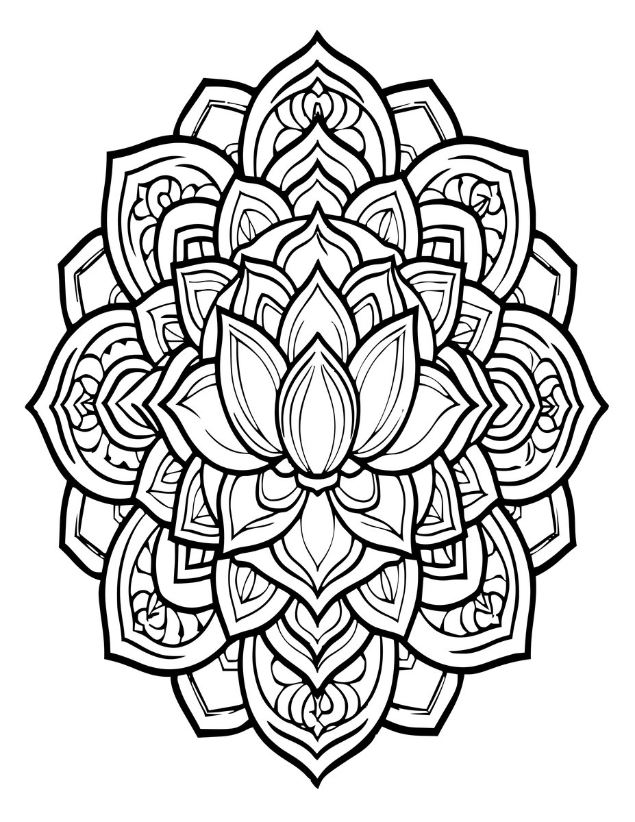 Floral Mandala - free printable coloring page