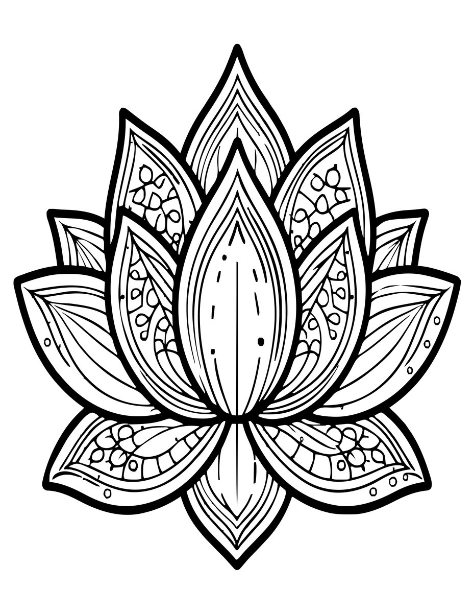 Lotus Center - free printable coloring page
