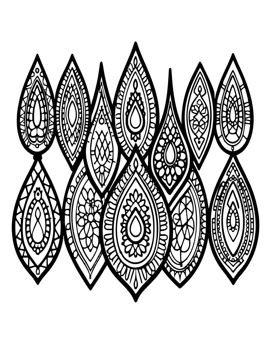 Teardrop Motifs - free printable coloring page