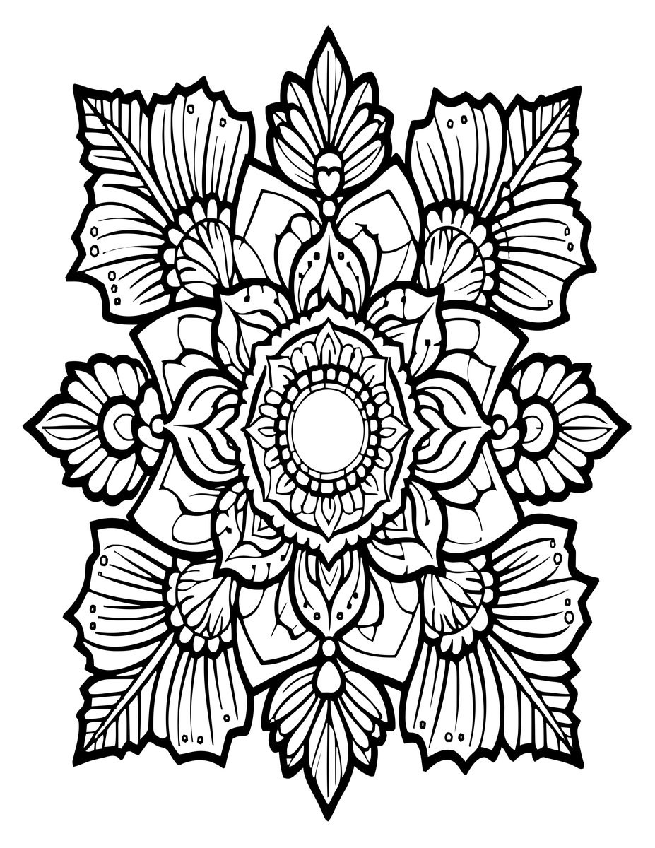 Arabic Floral - free printable coloring page