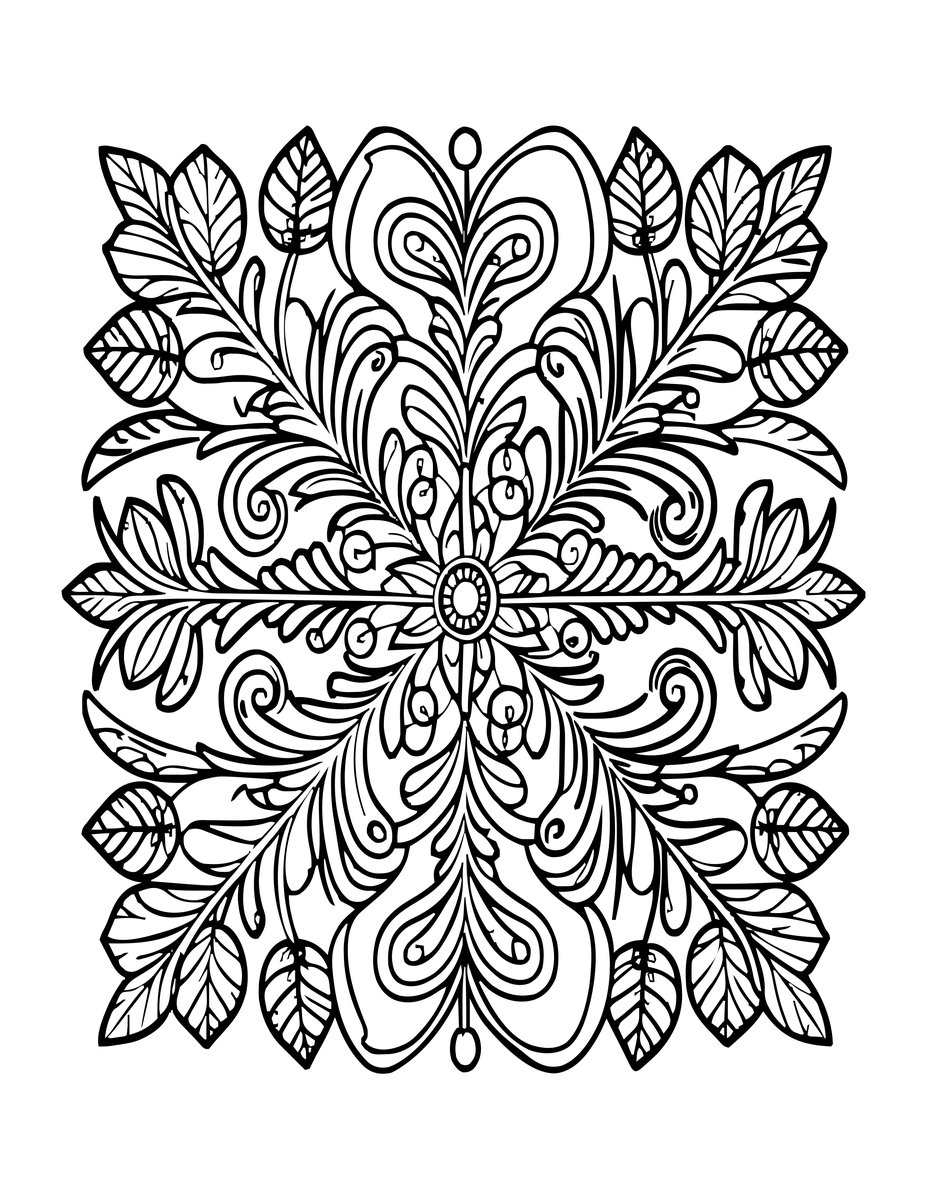 Vine and Spiral - free printable coloring page